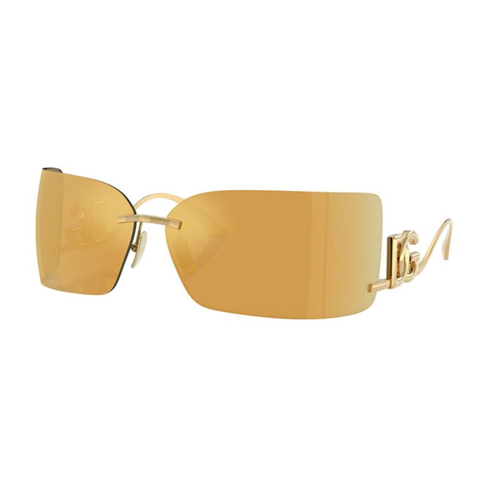 Dolce & Gabbana Sunglasses Square Rimless, Gold Frame and Brown with Gold